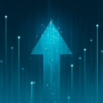 Growth arrow up and progress success business skill increase improvement graph on market profit stock background with goal of achievement futuristic finance economy.