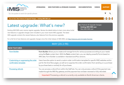 iMIS - Latest Upgrade-What's New